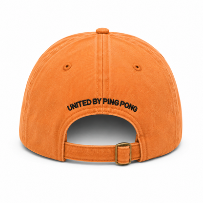 SPIN Club Cap orange, back, UNITED BY PING PONG arch